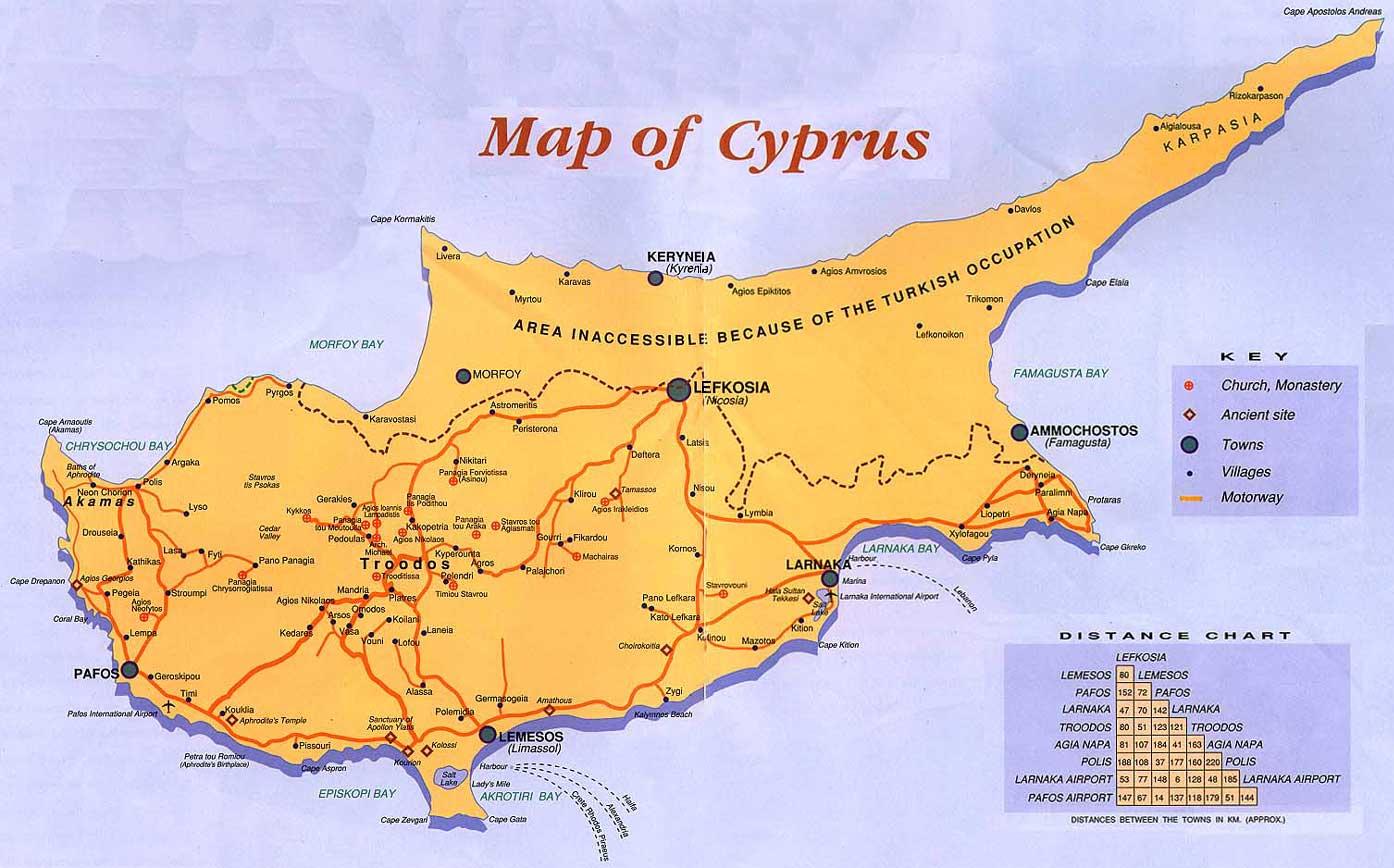 Map Of Cyprus Villages Cyprus Villages Map - Map Of Cyprus Villages (Southern Europe - Europe)