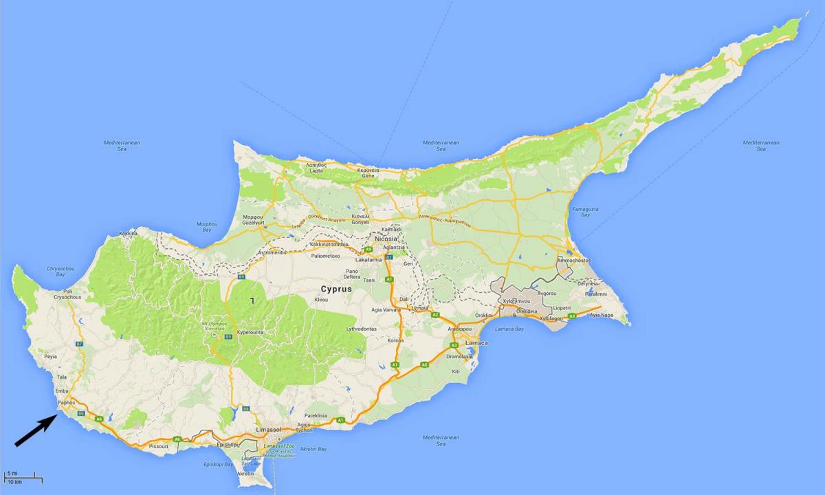 map of Cyprus showing airports