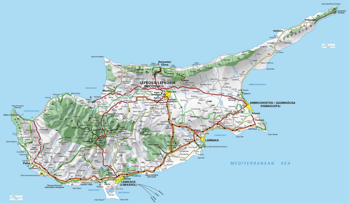 Map of Cyprus border crossing points