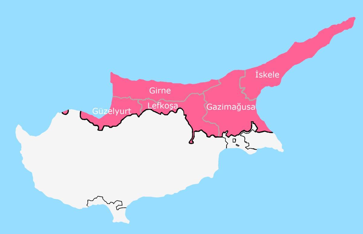 Map of Cyprus divided