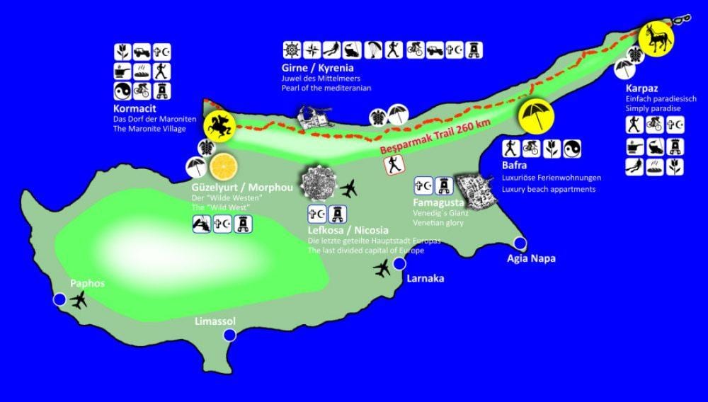 Cyprus hiking trails map