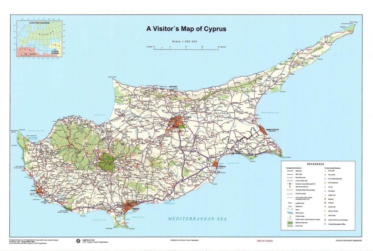 Map of Cyprus sightseeing
