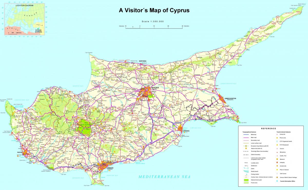 Map of Cyprus tourist attractions