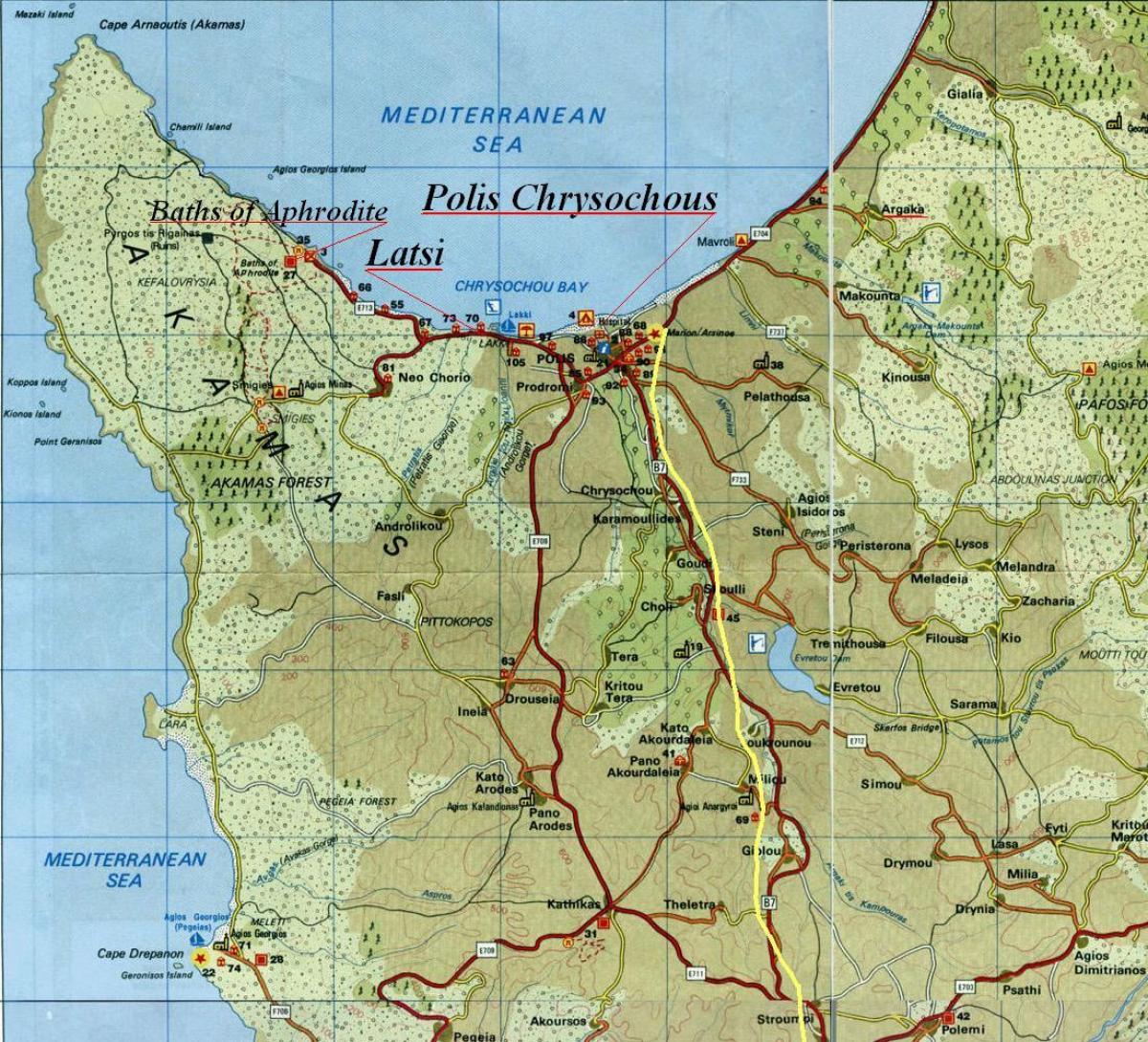 Map of latchi Cyprus