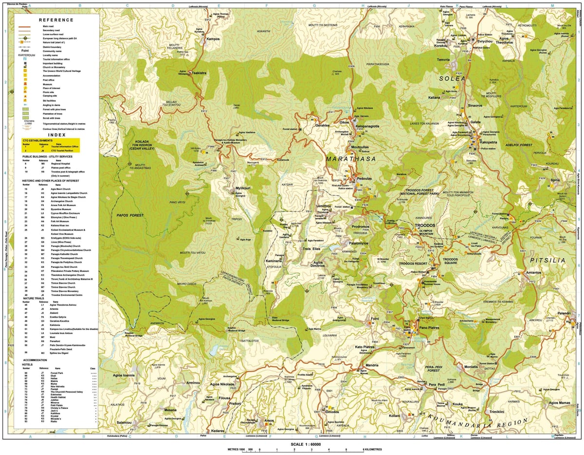 map of troodos mountains Cyprus