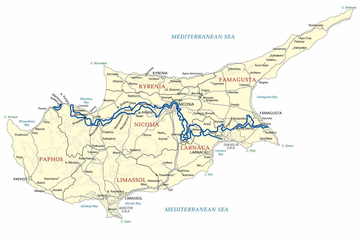 Map of nissi beach Cyprus