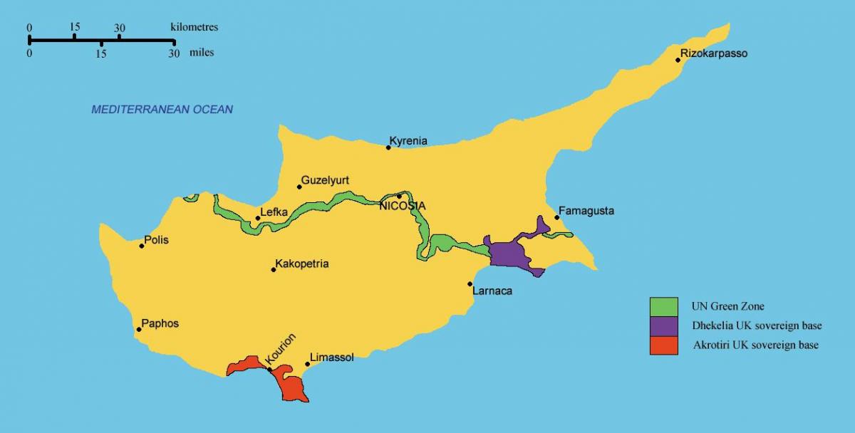 map of southern Cyprus
