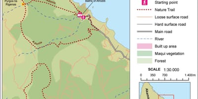 Map of aphrodite trail Cyprus 