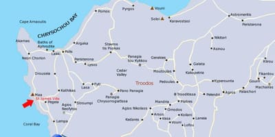 Map of coral bay Cyprus