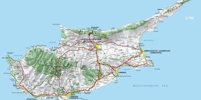Map of Cyprus border crossing points