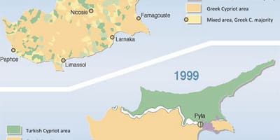 Turkish part of Cyprus map
