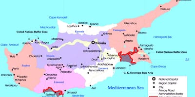 Map of Cyprus political