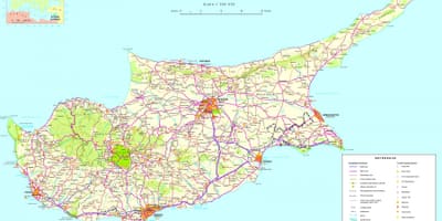 Map of detailed Cyprus