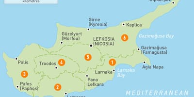 Map of Cyprus and surrounding areas