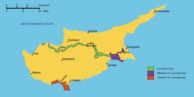 Map of southern Cyprus