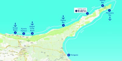Map of turtle beach Cyprus